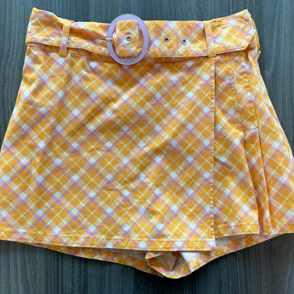 Urban Outfitters Plaid Pink & Orange Skort